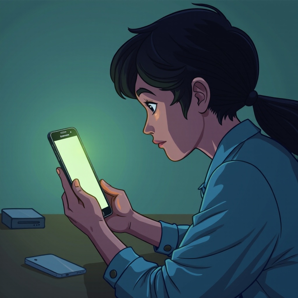 삼성 전화의 녹색 선