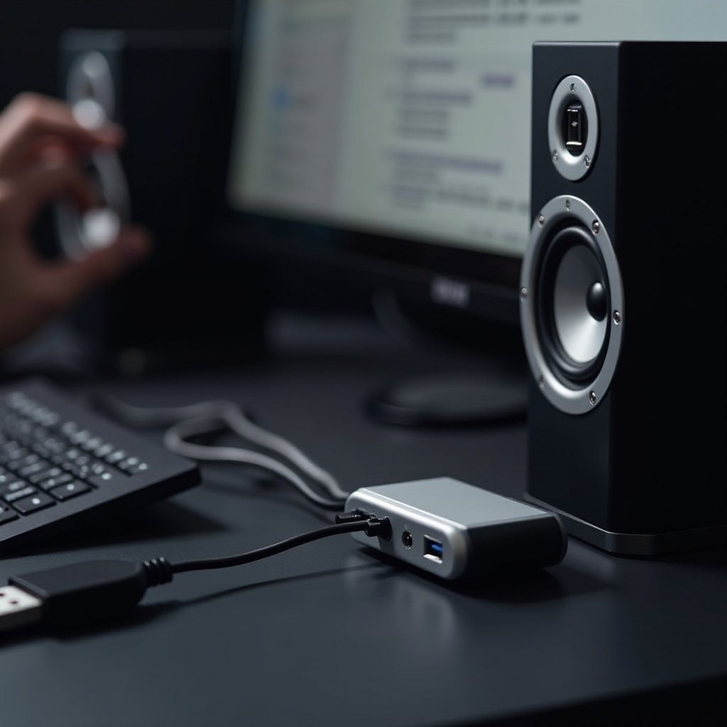 Głośniki podłączone do koncentratora USB brzęczą