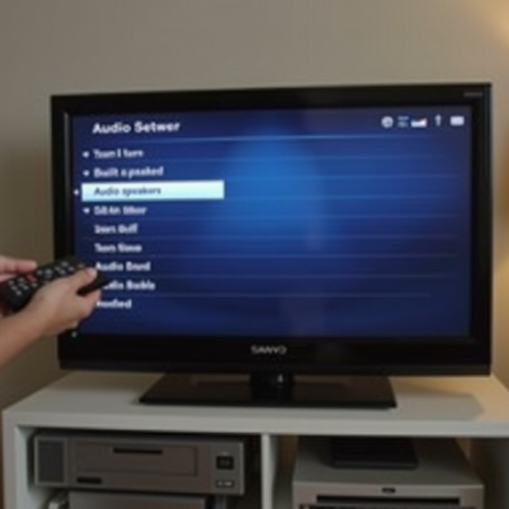 cara mematikan speaker bawaan pada Sanyo Aquos TV